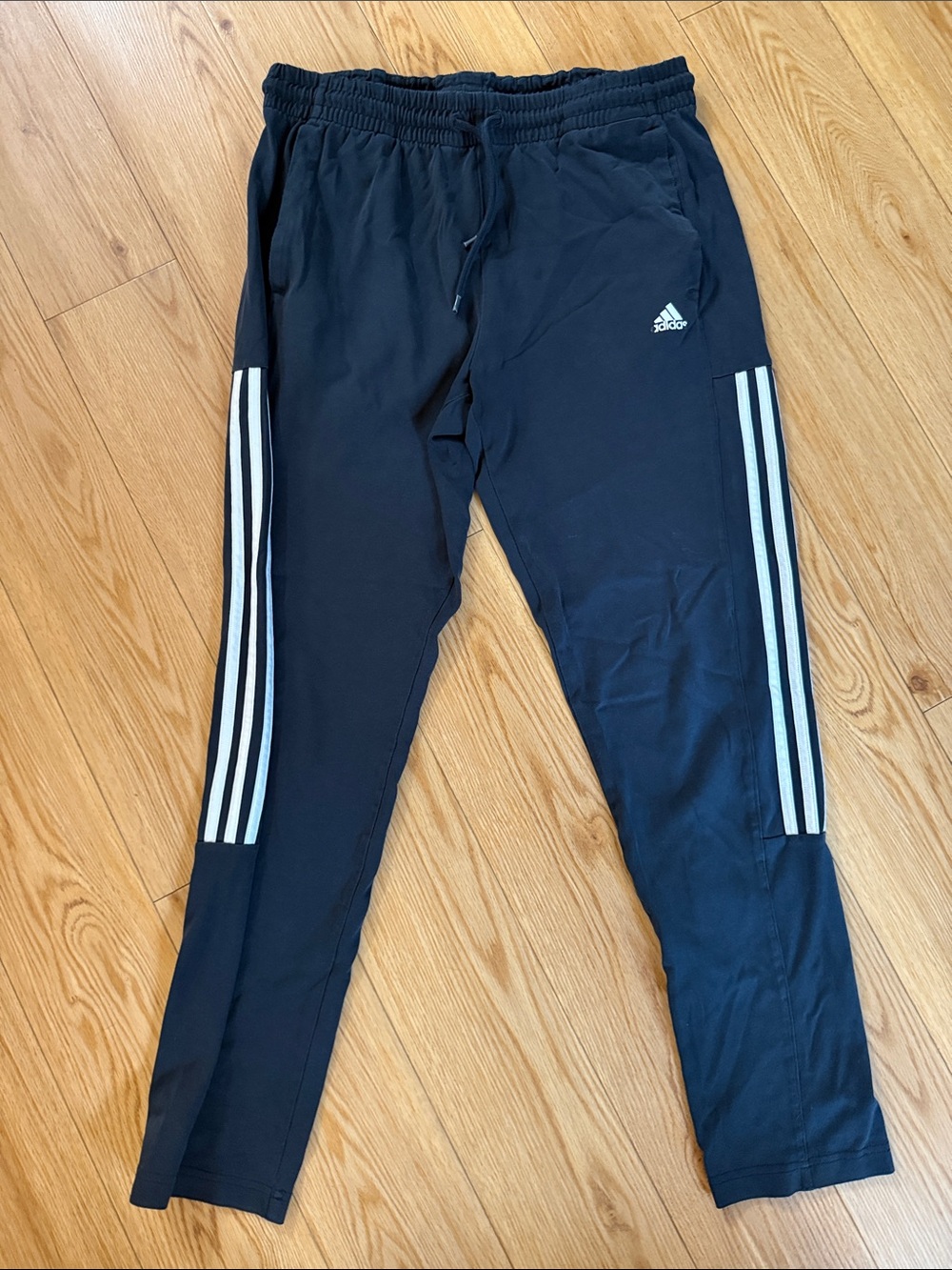 adidas Kids Navy Blue Joggers with White Stripes